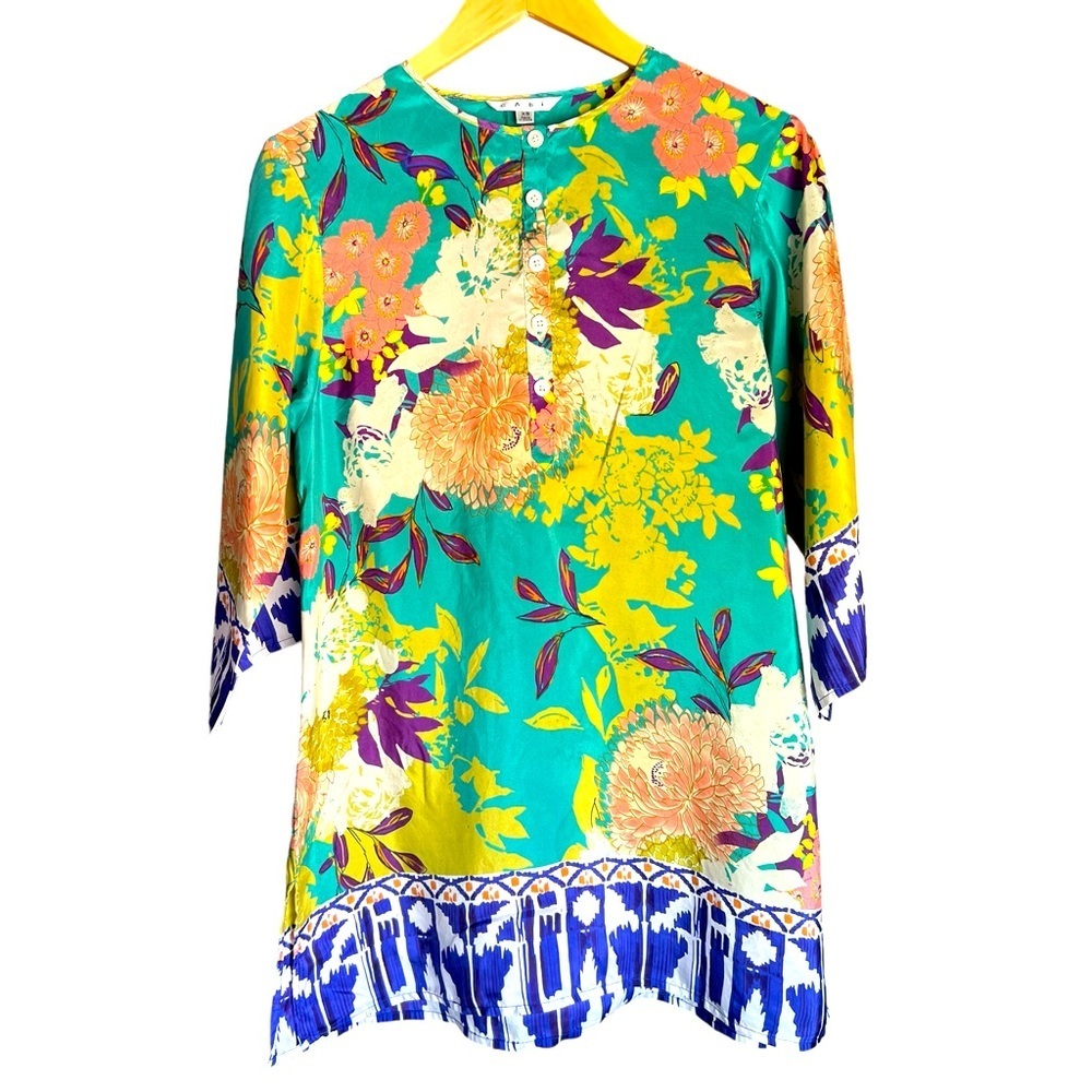 CAbi Women’s Size Extra Small XS Style # 812 100% Silk Poetry Tunic Top